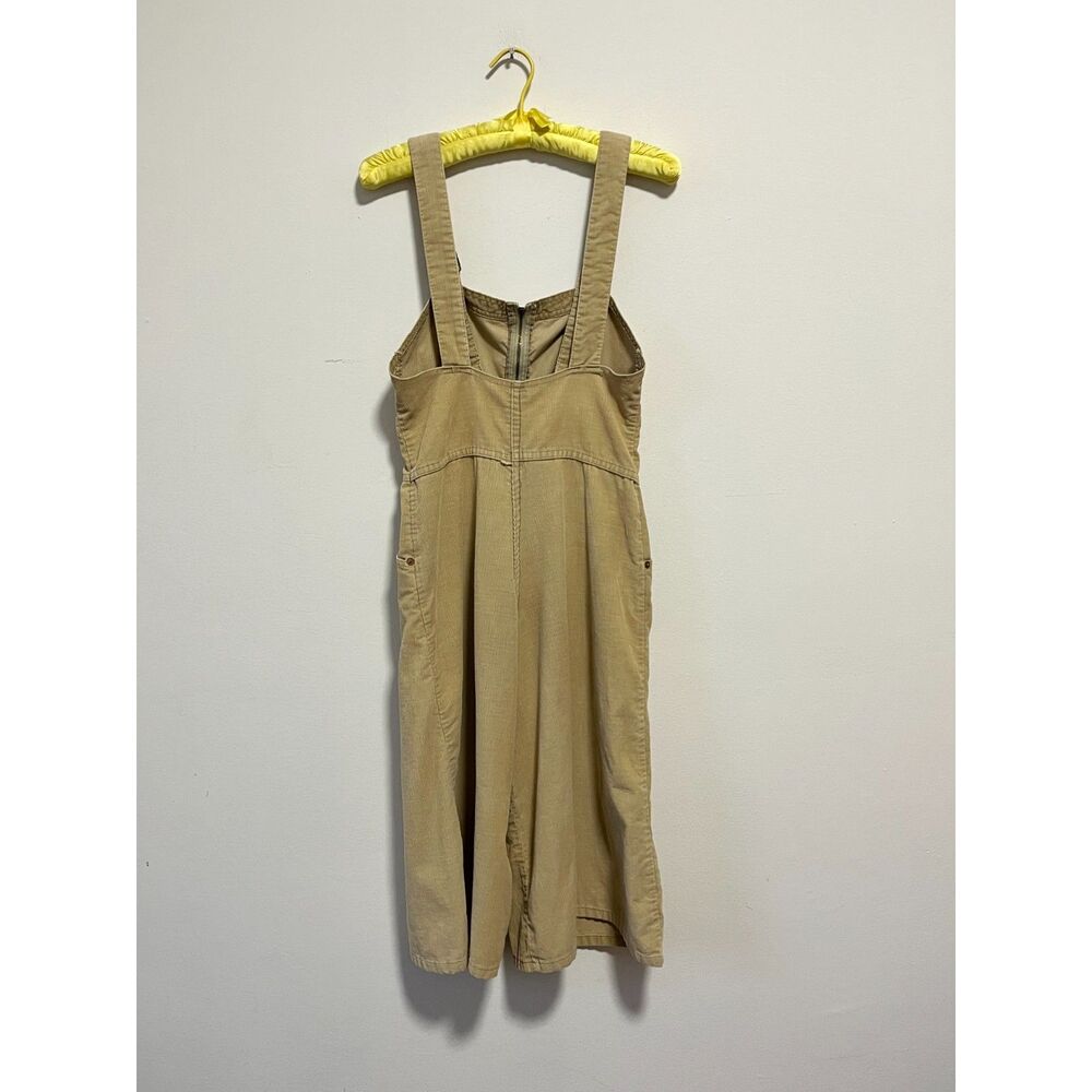 70s Vintage Levis Tan Corduroy Shorts Cropped Culotte Overalls Zip Front 9 XS - Picture 2 of 13